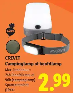 Lidl Crivit Campinglamp of hoofdlamp aanbieding