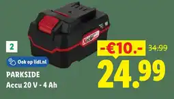 Lidl Parkside Accu 20 V - 4 Ah aanbieding