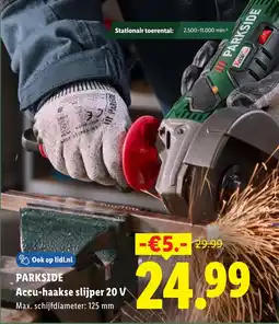 Lidl Parkside Accu-haakse slijper 20 V aanbieding