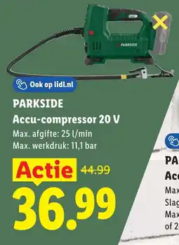 Lidl Parkside Accu-compressor 20 V aanbieding