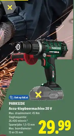 Lidl Parkside Accu-klopboormachine 20 V aanbieding