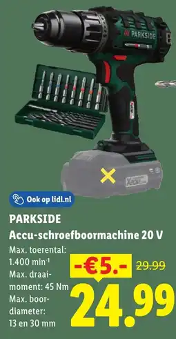 Lidl Parkside Accu-schroefboormachine 20 V aanbieding
