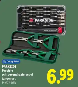 Lidl Parkside Precisie schroevendraaierset of tangenset 5- of 33-delig aanbieding
