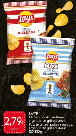 Food Plus Lay's Potato crisps: polish sausage, argentinian grilled steak aanbieding