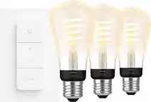 Coolblue Philips Hue Filament White Ambiance Edison 3-pack + dimmer aanbieding