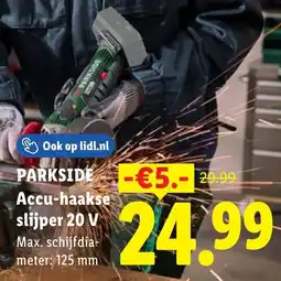 Lidl Parkside Accu-haakse slijper 20 V aanbieding