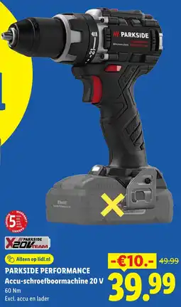 Lidl Parkside Performance Accu-schroefboormachine 20 V aanbieding