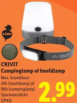Lidl Crivit Campinglamp of hoofdlamp aanbieding
