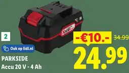 Lidl Parkside Accu 20 V - 4 Ah aanbieding