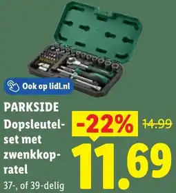 Lidl Parkside Dopsleutelset met zwenkkop ratel aanbieding