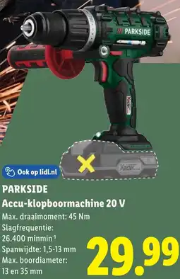 Lidl Parkside Accu-klopboormachine 20 V aanbieding