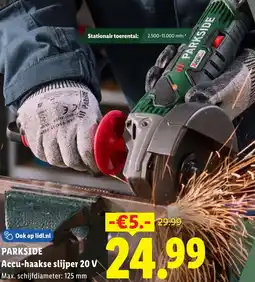 Lidl Parkside Accu-haakse slijper 20 V aanbieding