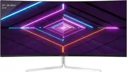 Bol.com GAME HERO 34 inch Ultrawide Curved Gaming Monitor Wit - 100 Hz aanbieding