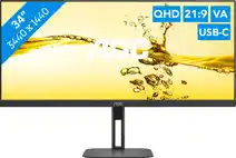 Bol.com AOC U34V5C - QHD Ultrawide Monitor - USB-C - 65W - 100hz - 34 inch aanbieding