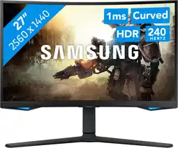 Bol.com Samsung Odyssey G6 LS27BG650EUXEN - QHD Smart Gaming Monitor - Tizen - Wi-Fi - 240hz - 27 inch aanbieding