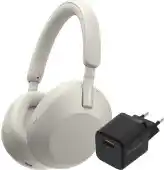 Coolblue Sony WH-1000XM5 Zilver + BlueBuilt Quick Charge Oplader met Usb A Poort 18W Zwart aanbieding