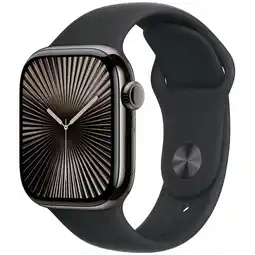 Bol.com Apple Watch Series 10 - Wifi + 4G - 42mm - Slate Titanium Case met Zwart Sportbandje - S/M aanbieding