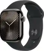 Bol.com Apple Watch Series 10 - Wifi + 4G - 42mm - Slate Titanium Case met Zwart Sportbandje - M/L aanbieding