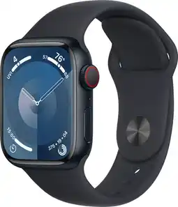 Bol.com Apple Watch Series 9 - GPS + Cellular - 41mm - Midnight Aluminium Case with Midnight Sport Band S/M aanbieding