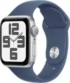 Bol.com Apple Watch SE (2024) - 40mm - GPS - Zilverkleurig met denimblauw sportband (S/M) aanbieding