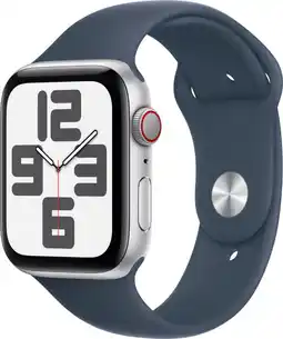 Bol.com Apple Watch SE 2023 - GPS + Cellular - 44mm Silver Aluminium Case with Storm Blue Sport Band - S/M aanbieding