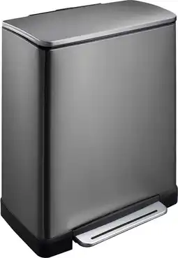 Bol.com EKO - E-Cube recycling pedaalemmer 28+18 liter - Stainless steel Plastic - black steel - Prullenbak aanbieding