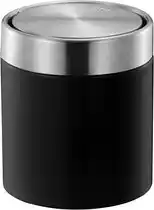 Bol.com EKO - Fandy Tafelafvalbak 1,5 liter - Steel Stainless steel - mat RVS, zwart - Prullenbak aanbieding