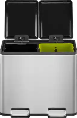 Bol.com EKO - Essential splitted Recycler pedaalemmer 10+10 liter - Stainless steel - mat RVS - Prullenbak aanbieding