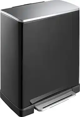 Bol.com EKO - E-Cube pedaalemmer 50 liter - Stainless steel Plastic - zwart glanzend, mat RVS - Prullenbak aanbieding