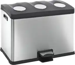 Bol.com EKO - Rejoice recycling pedaalemmer 12+12+12 liter - Stainless steel Plastic - mat RVS - Prullenbak aanbieding