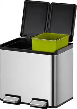 Bol.com EKO - Essential splitted Recycler pedaalemmer 15+15 liter - Stainless steel - mat RVS - Prullenbak aanbieding