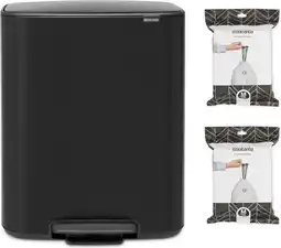 Bol.com Brabantia Bo Prullenbak - 60 liter - 1 vak - met 80 Vuilniszakken - Matt Black aanbieding