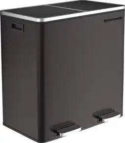 Bol.com Afvalbak - Prullenbak - 60 Liter Inhoud (2x30) - Met 2 Gescheiden Bakken - RVS - Zwart aanbieding