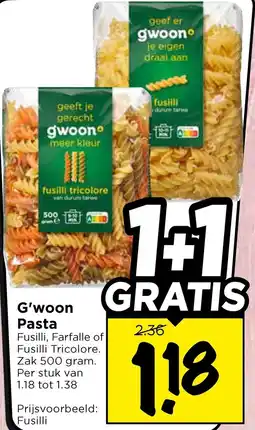 Vomar Voordeelmarkt G'woon Pasta aanbieding