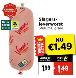 Vomar Voordeelmarkt Slagers leverworst aanbieding