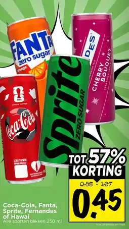 Vomar Voordeelmarkt Coca-Cola, Fanta, Sprite, Fernandes of Hawai aanbieding