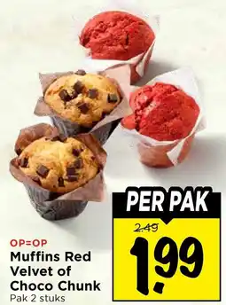 Vomar Voordeelmarkt Muffins Red Velvet of Choco Chunk aanbieding