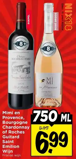 Vomar Voordeelmarkt Mimi en Provence, Bourgogne Chardonnay of Roches Guitard Saint Emilion Wijn Franse wijn aanbieding