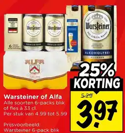 Vomar Voordeelmarkt Warsteiner of Alfa aanbieding
