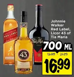 Vomar Voordeelmarkt Johnnie Walker Red Label, Licor 43 of Tia Maria aanbieding