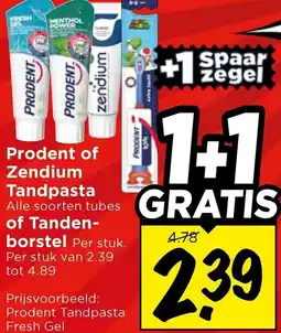 Vomar Voordeelmarkt Prodent of Zendium Tandpasta of Tandenborstel aanbieding