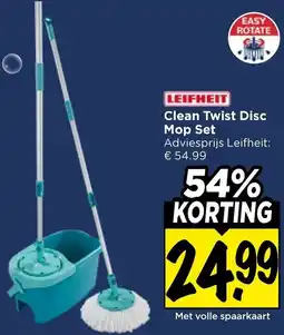 Vomar Voordeelmarkt Leifheit Clean Twist Disc Mop Set aanbieding