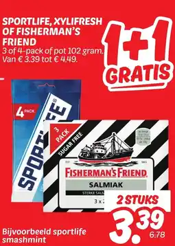 Dekamarkt Sportlife, xylifresh of fisherman's friend aanbieding