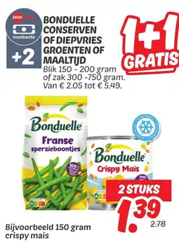 Dekamarkt Bonduelle conserven of diepvries groenten of maaltijd aanbieding