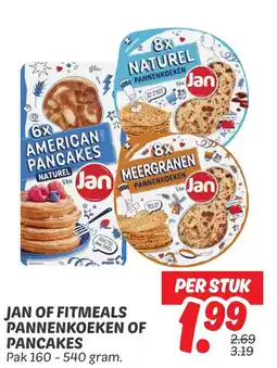 Dekamarkt Jan of fitmeals pannenkoeken of pancakes aanbieding