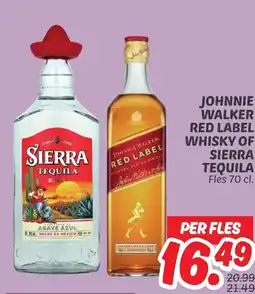 Dekamarkt Johnnie walker. red label whisky of sierra tequila aanbieding