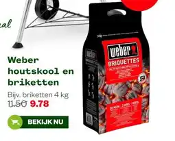 Welkoop Weber houtskool en briketten aanbieding