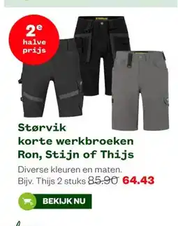 Welkoop Størvik korte werkbroeken Ron, Stijn of Thijs aanbieding