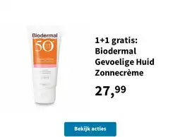 Plein.nl 1+1 gratis: Biodermal Gevoelige Huid Zonnecrème aanbieding