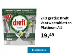 Plein.nl 2+3 gratis: Dreft Vaatwastabletten Platinum All aanbieding